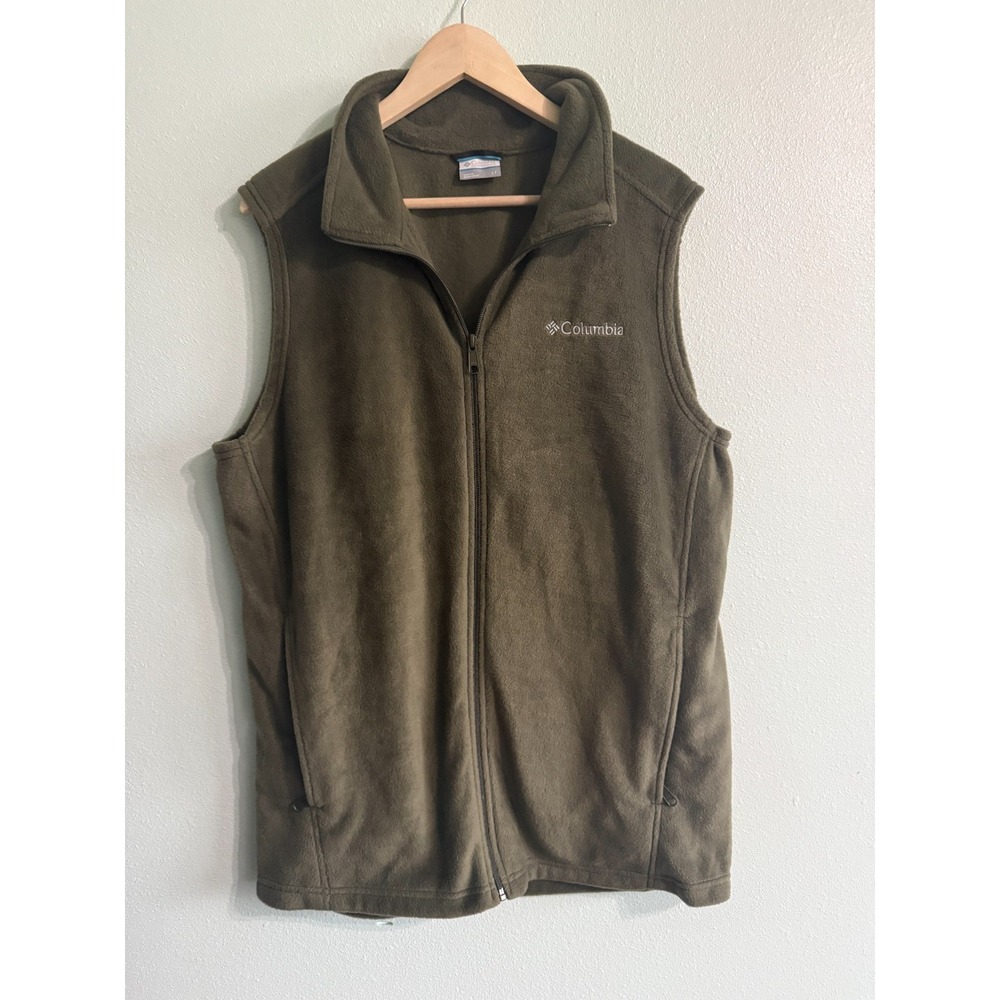 Columbia Steens Mountain Vest Mens Large Tall Green Fleece Full Zip NWOT Outdoor